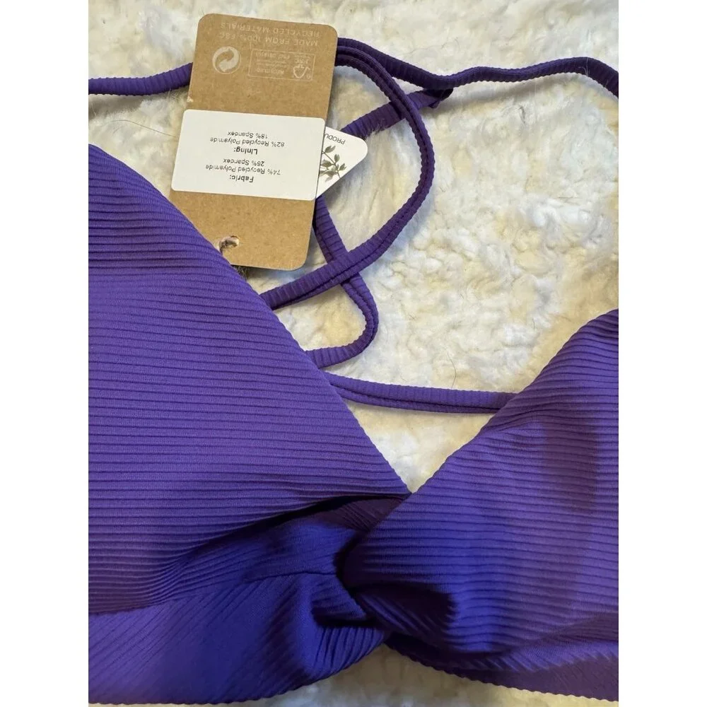 Berlook 2 Piece Strappy Swimsuit Bikini Size S Small Purple Knot Tie NEW W Bag